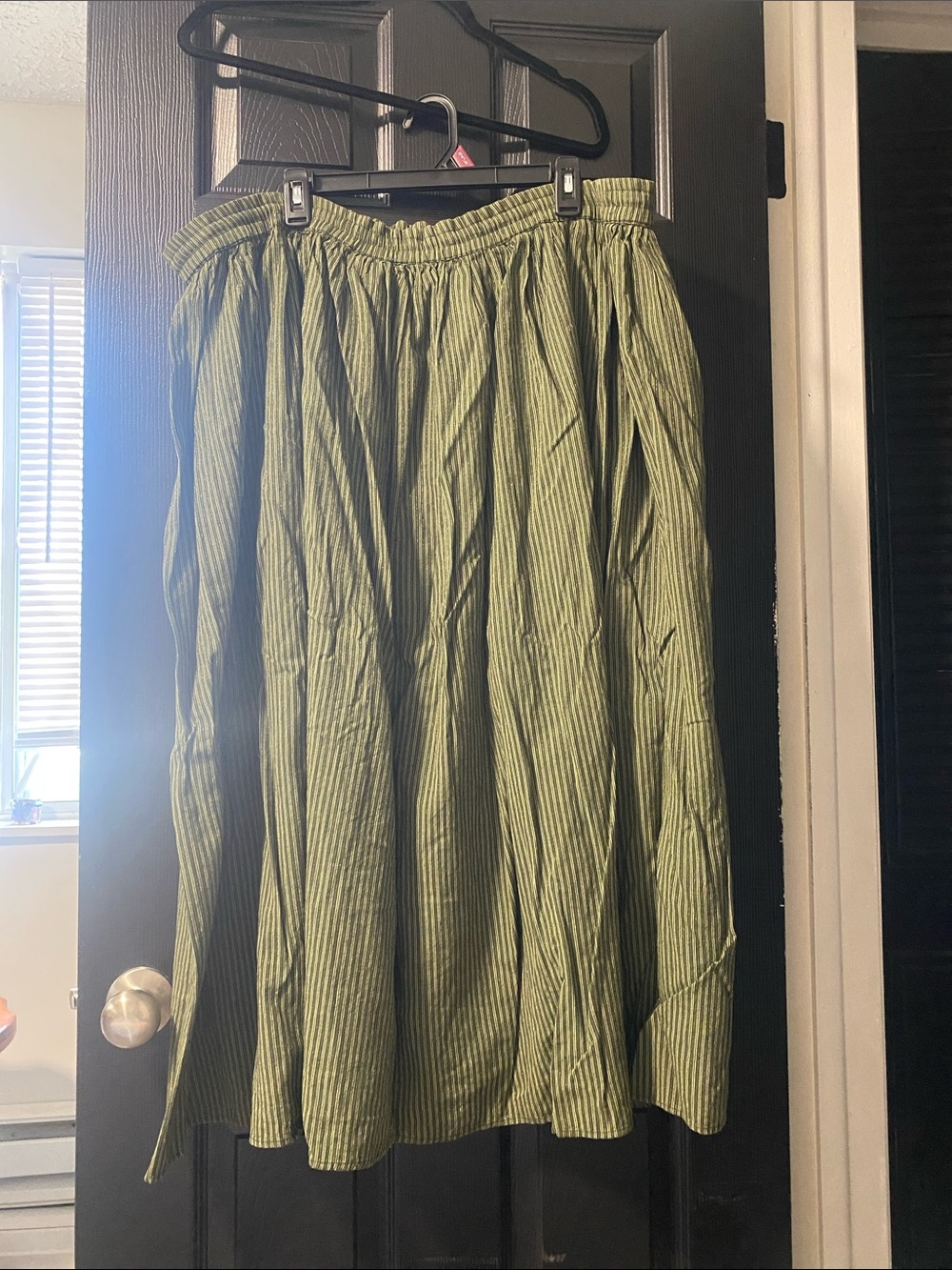 Bobbie Brooks Olive Green Striped Maxi Skirt - Picture 3 of 3